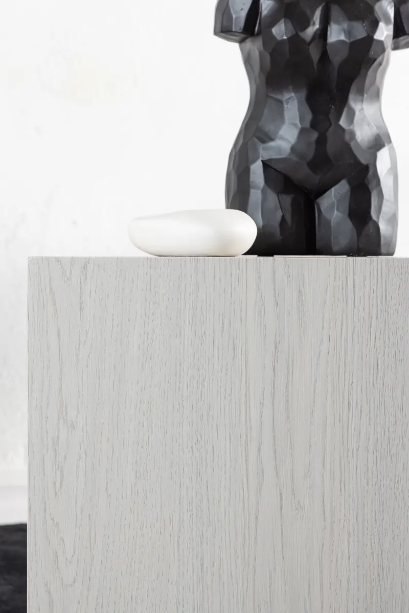 York eckiger Couchtisch in Blockform in 40 × 40 cm, Whitewash, im Wohnraum, Ansicht 2