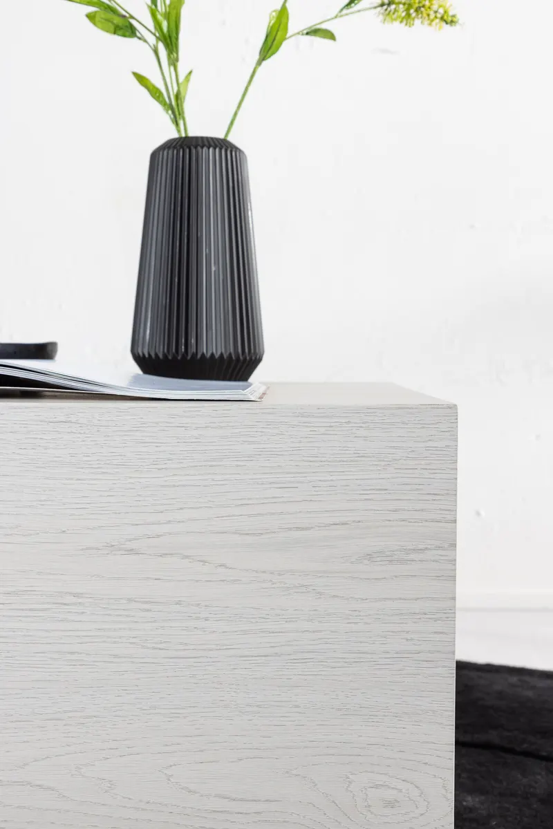 York eckiger Couchtisch in Blockform in 80 × 60 cm, Whitewash, im Wohnraum, Ansicht 3