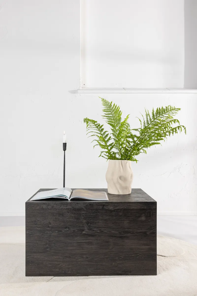 York eckiger Couchtisch in Blockform in 80 × 60 cm, Mokka, im Wohnraum, Ansicht 1