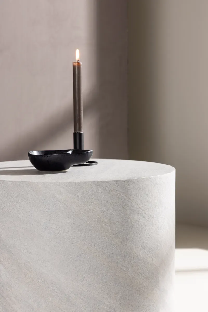 York runder Couchtisch in Zylinderform in Ø 50 cm, Grau, im Wohnraum, Ansicht 2