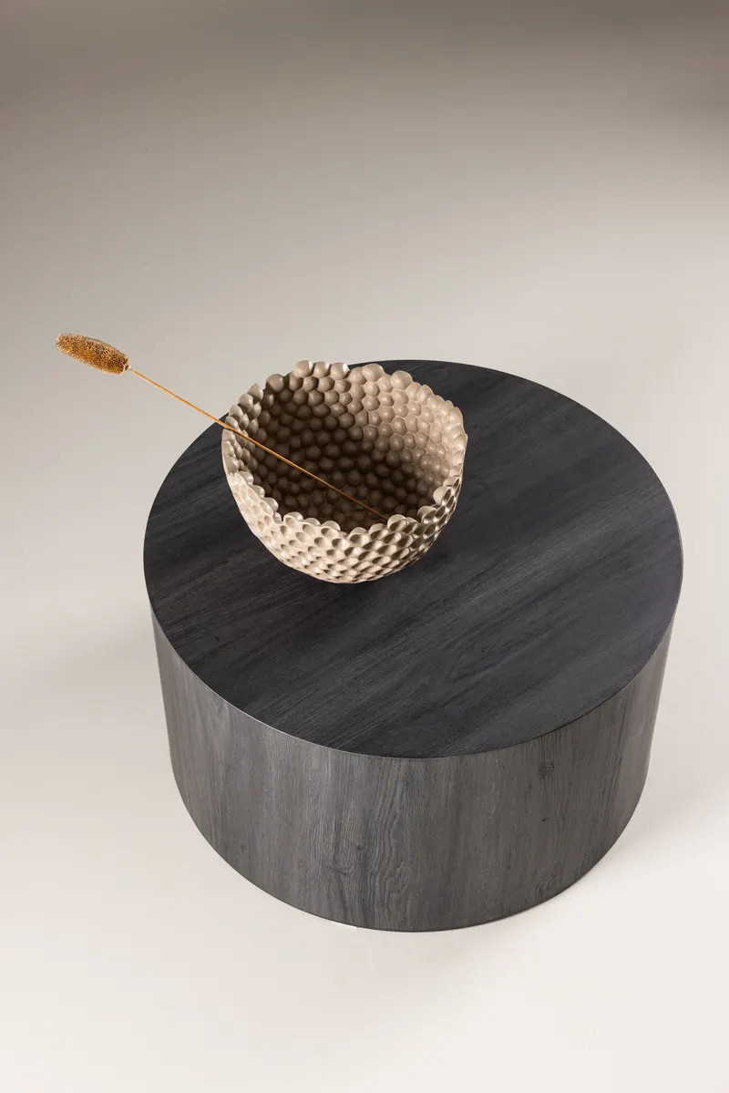 York runder Couchtisch in Zylinderform in Ø 80 cm, Schwarz, im Wohnraum, Ansicht 4