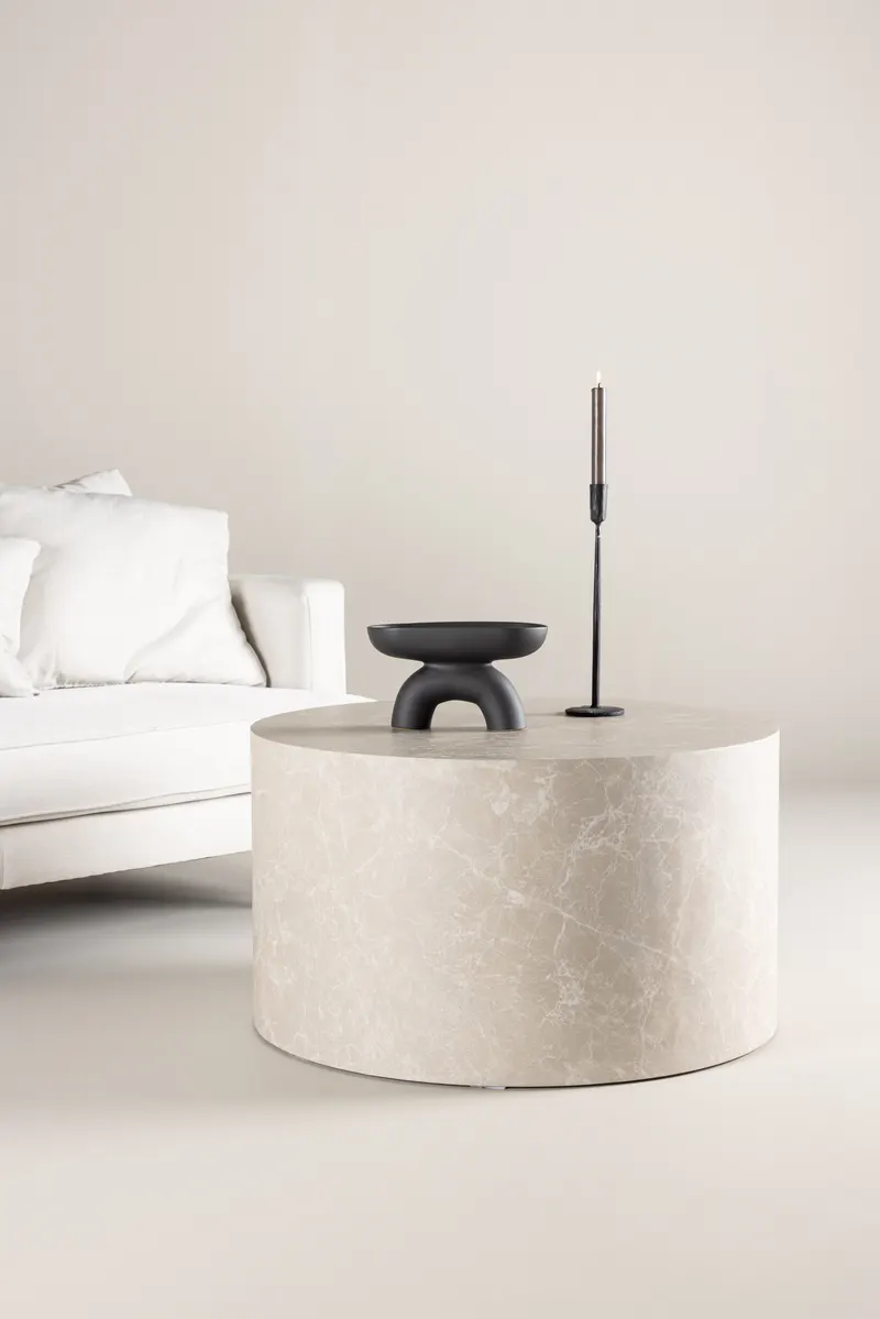 York runder Couchtisch in Zylinderform in Ø 80 cm, Beige, im Wohnraum, Ansicht 1