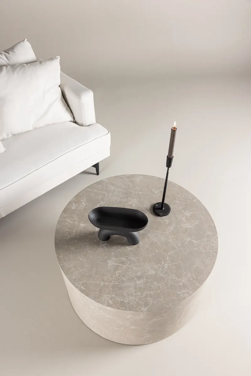 York runder Couchtisch in Zylinderform in Ø 80 cm, Beige, im Wohnraum, Ansicht 4