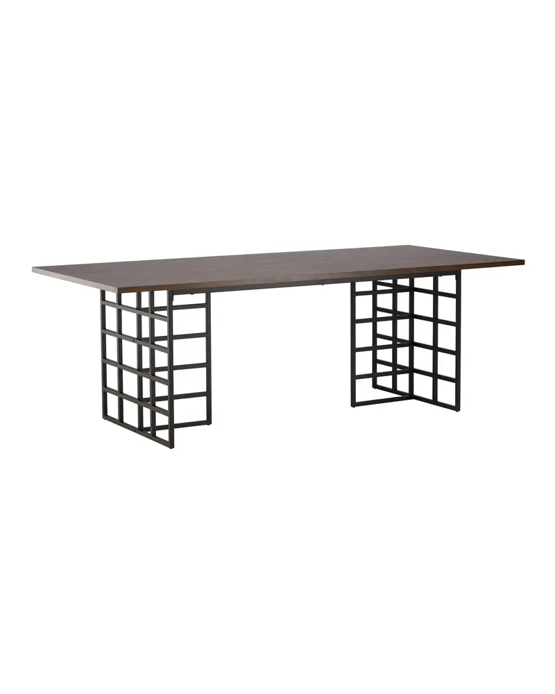 Ystad Esstisch 220 × 100 cm mit Eichenfurnier und Gittergestellen