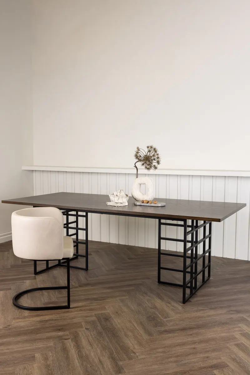 Ystad Esstisch 220 × 100 cm mit Gittergestellen, im Wohnraum, Ansicht 1