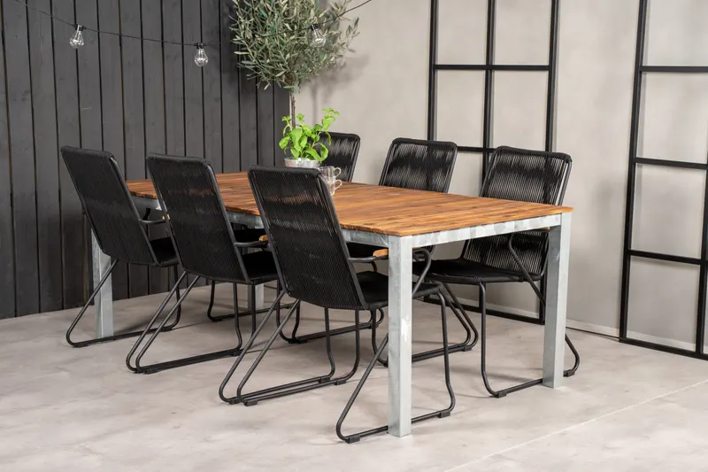 Zenia & Bois Gartenmöbel-Set mit Akazientisch und 6 Seilstühlen, im Wohnraum, Ansicht 2