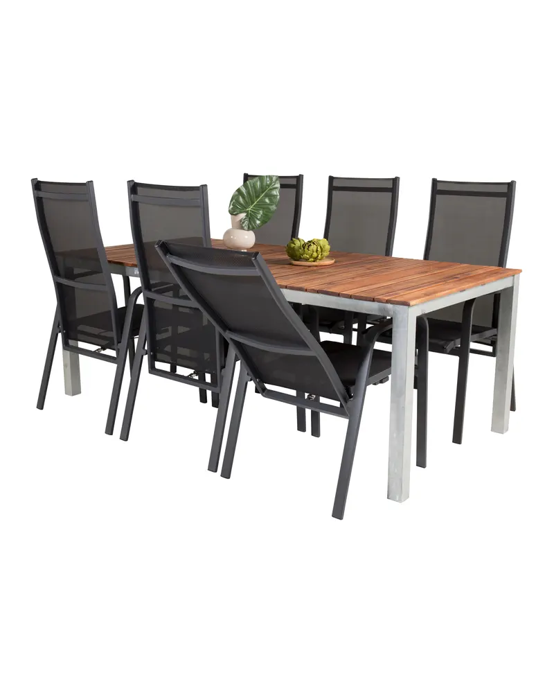 Zenia & Copacabana Gartenmöbel-Set mit Akazientisch und 6 Hochlehnern, Ansicht 5