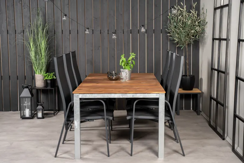 Zenia & Copacabana Gartenmöbel-Set mit Akazientisch und 6 Hochlehnern, im Wohnraum, Ansicht 1