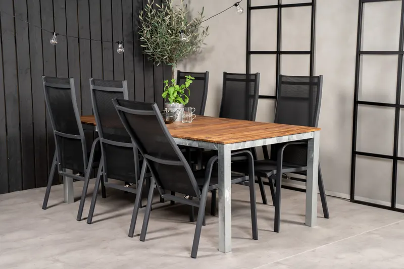 Zenia & Copacabana Gartenmöbel-Set mit Akazientisch und 6 Hochlehnern, im Wohnraum, Ansicht 3