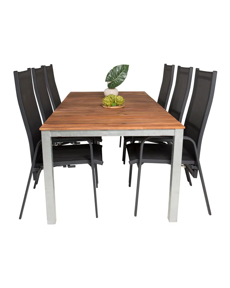 Zenia & Copacabana Gartenmöbel-Set mit Akazientisch und 6 Hochlehnern, Ansicht 3