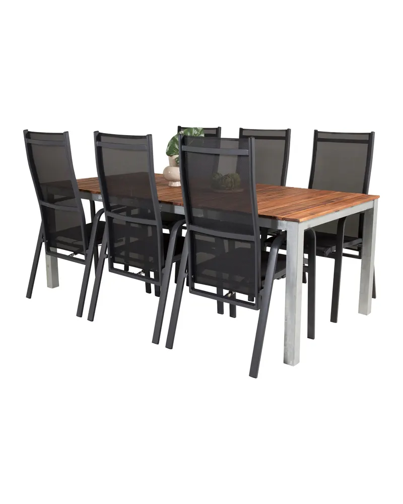 Zenia & Copacabana Gartenmöbel-Set mit Akazientisch und 6 Hochlehnern, Ansicht 4