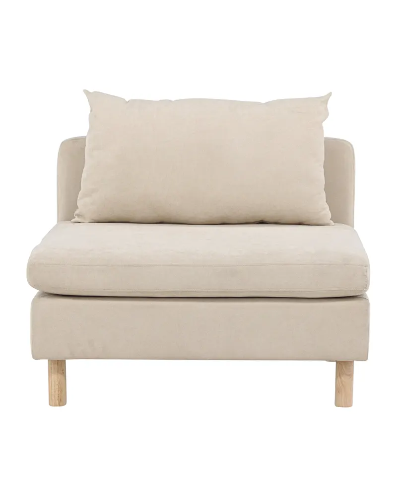 Zero Sofa-Modul mit abnehmbarem Bezug und Holzbeinen, Beige