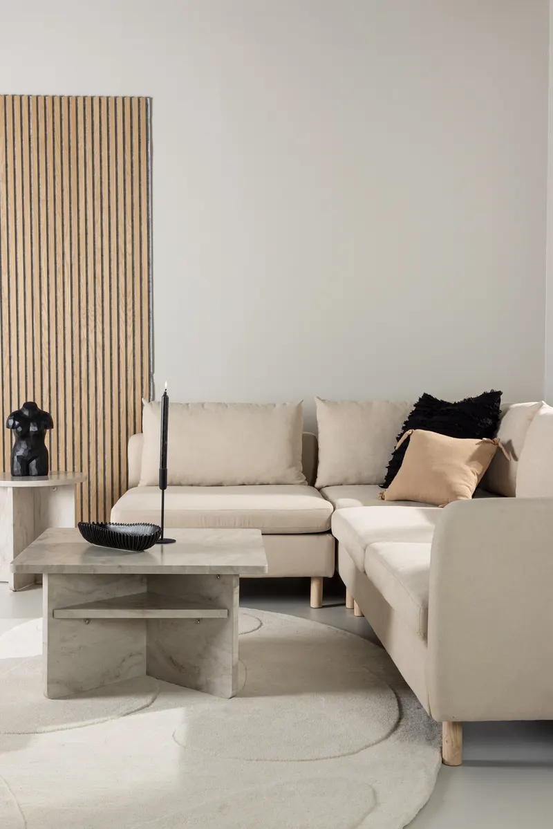 Zero Ecksofa in L-Form mit Holzbeinen, im Wohnraum, Ansicht 1