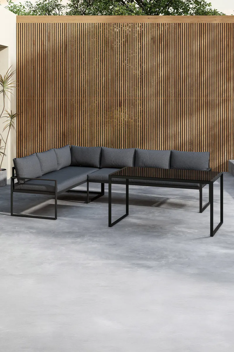 Zingaro Gartenlounge mit Ecksofa und Glastisch, im Wohnraum, Ansicht 1