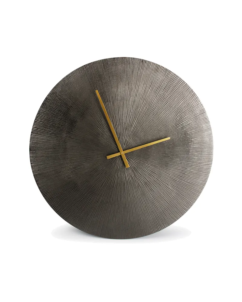 Zone Wanduhr, rund, aus schwarzem Metall oder braunem Holz