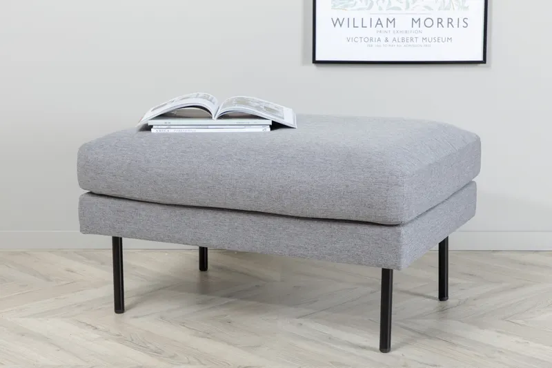 Zoom Hocker mit Stahlbeinen in Grau, Gestell Schwarz, Polyester, im Wohnraum, Ansicht 1