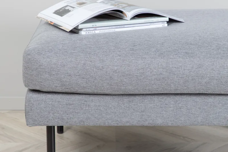 Zoom Hocker mit Stahlbeinen in Grau, Gestell Schwarz, Polyester, im Wohnraum, Ansicht 5
