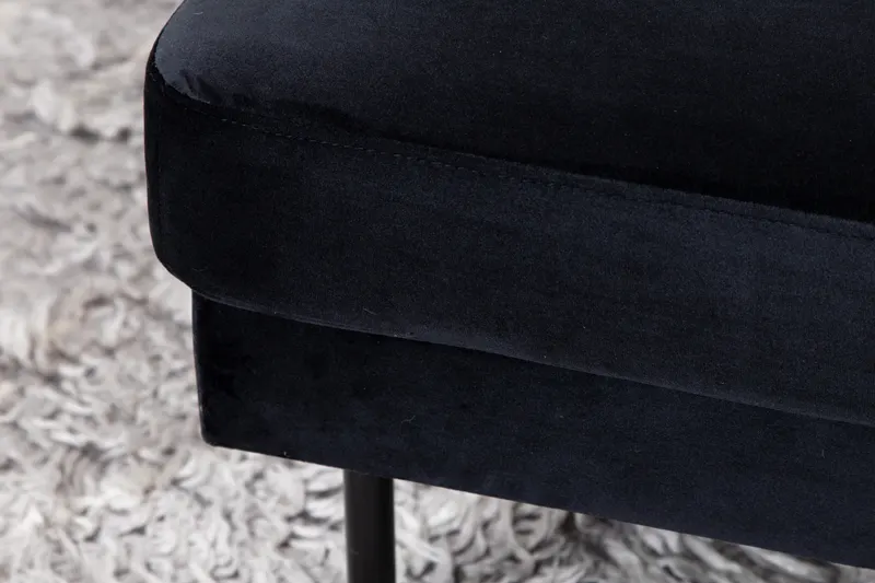Zoom Hocker mit Stahlbeinen in Schwarz, Polyester-Samt, im Wohnraum, Ansicht 4