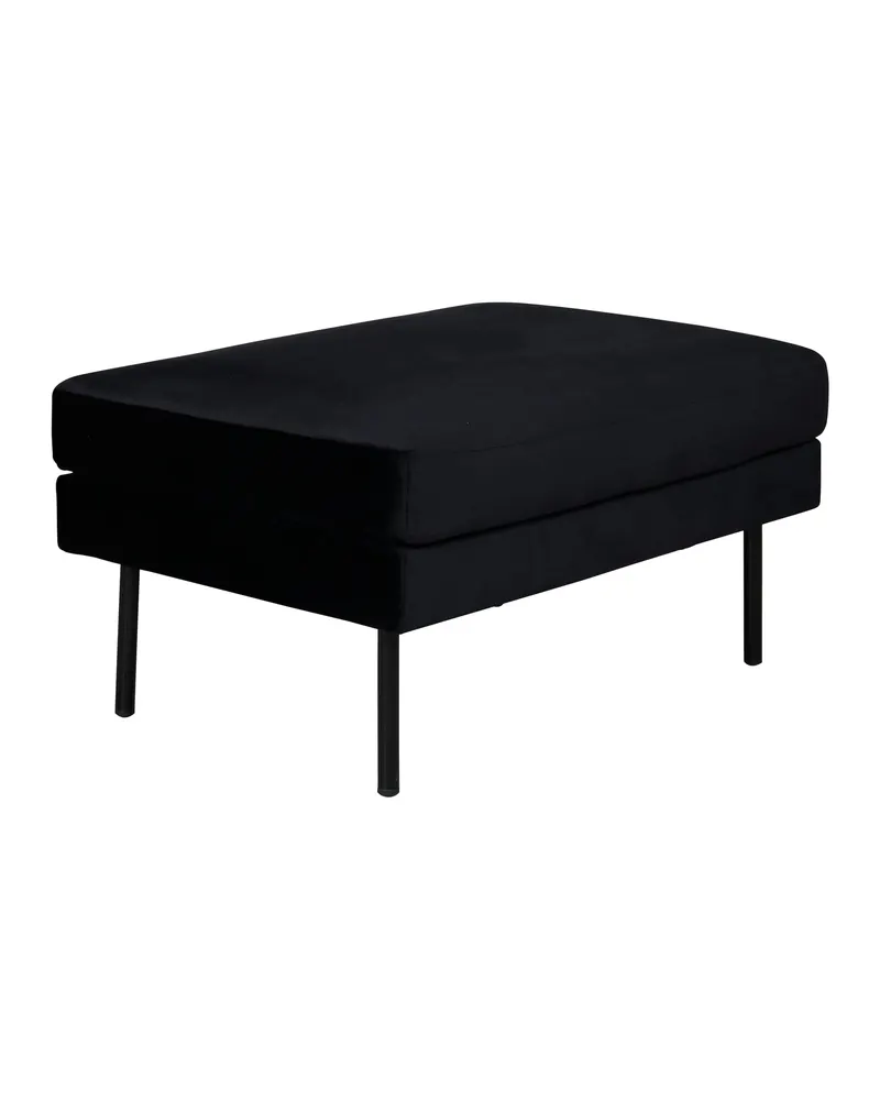 Zoom Hocker mit Stahlbeinen in Schwarz, Polyester-Samt, Ansicht 2