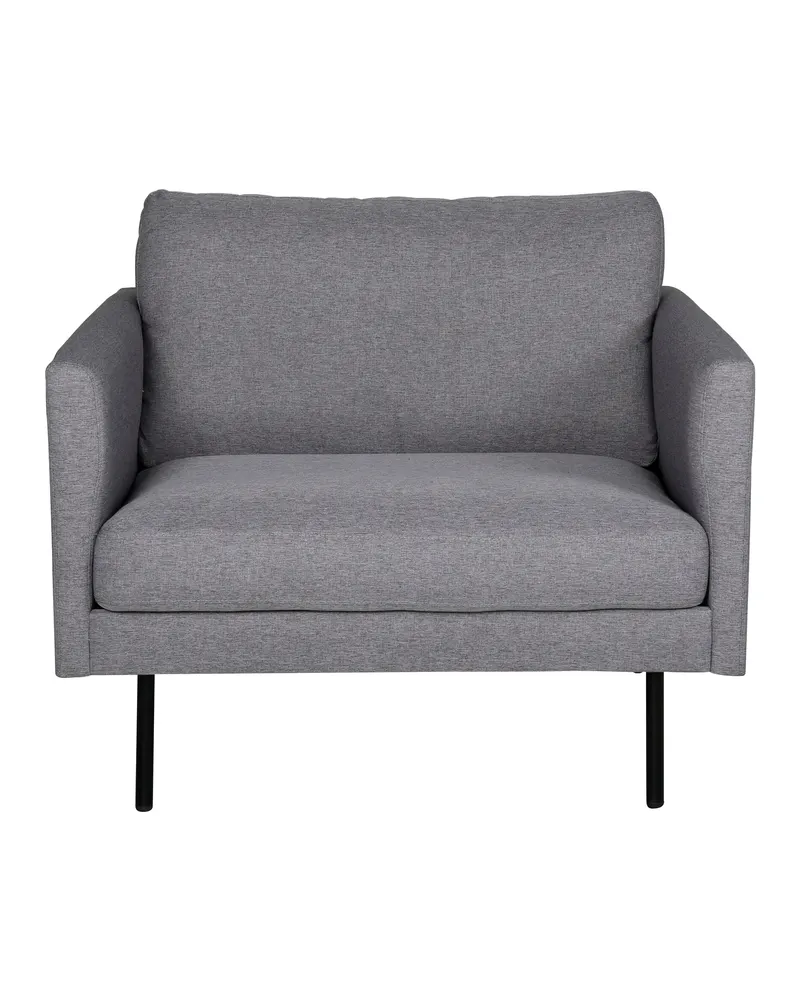 Zoom Sessel mit schwarzen Stahlbeinen in Grau, Gestell Schwarz, Polyester, Ansicht 1