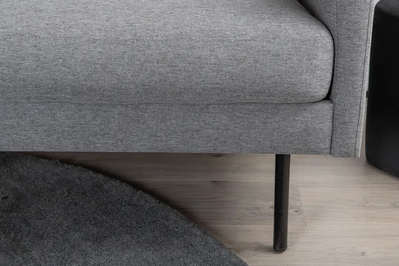 Zoom Sessel mit schwarzen Stahlbeinen in Grau, Gestell Schwarz, Polyester, im Wohnraum, Ansicht 4