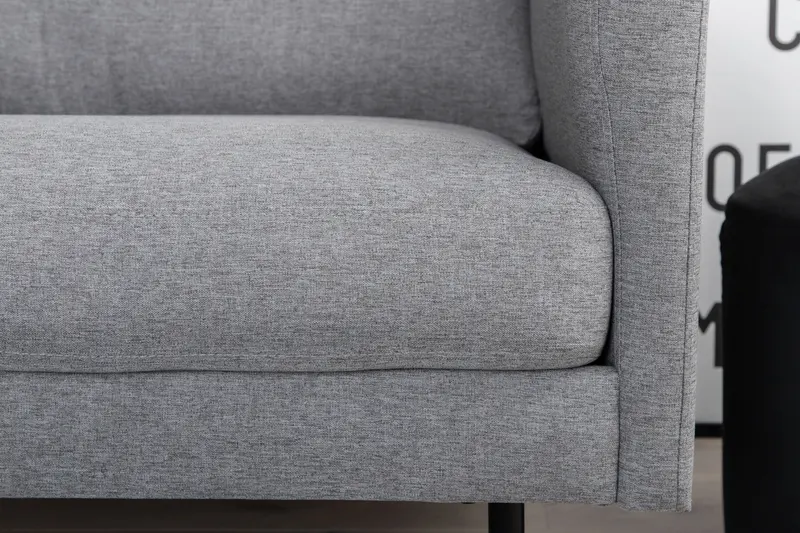 Zoom Sessel mit schwarzen Stahlbeinen in Grau, Gestell Schwarz, Polyester, im Wohnraum, Ansicht 5
