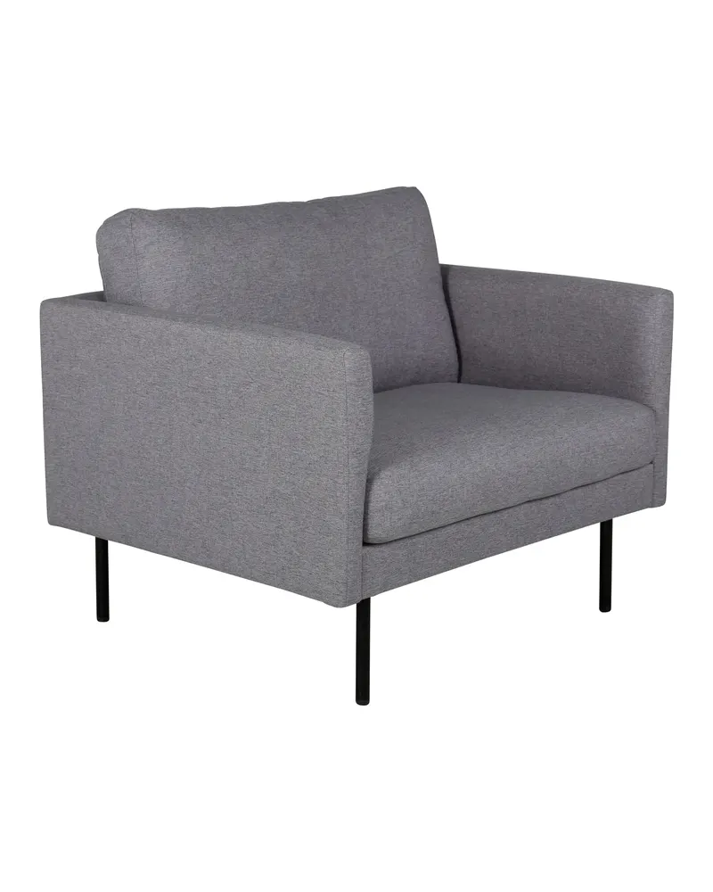 Zoom Sessel mit schwarzen Stahlbeinen in Grau, Gestell Schwarz, Polyester, Ansicht 2