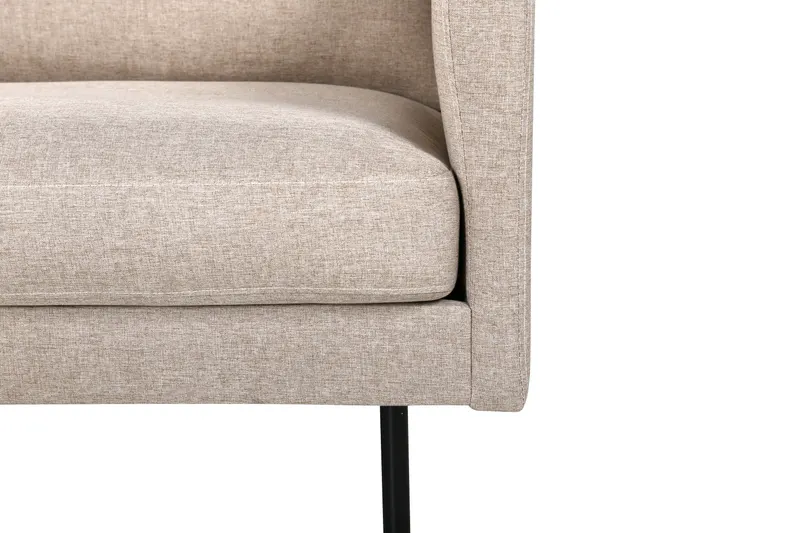 Zoom Sessel mit schwarzen Stahlbeinen in Beige, Gestell Schwarz, Polyester, Ansicht 7