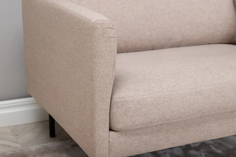 Zoom Sessel mit schwarzen Stahlbeinen in Beige, Gestell Schwarz, Polyester, im Wohnraum, Ansicht 4