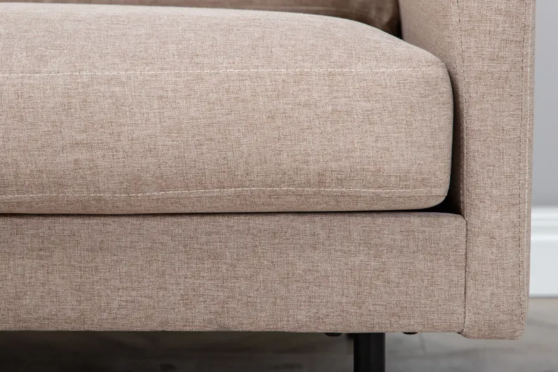 Zoom Sessel mit schwarzen Stahlbeinen in Beige, Gestell Schwarz, Polyester, im Wohnraum, Ansicht 6