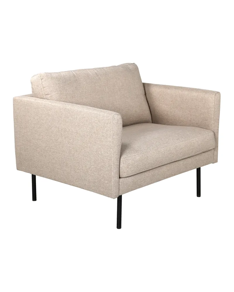 Zoom Sessel mit schwarzen Stahlbeinen in Beige, Gestell Schwarz, Polyester, Ansicht 2