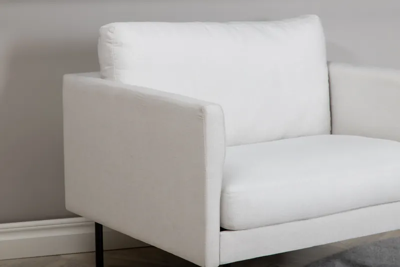 Zoom Sessel mit schwarzen Stahlbeinen in Hellbeige, Gestell Schwarz, Polyester, im Wohnraum, Ansicht 4