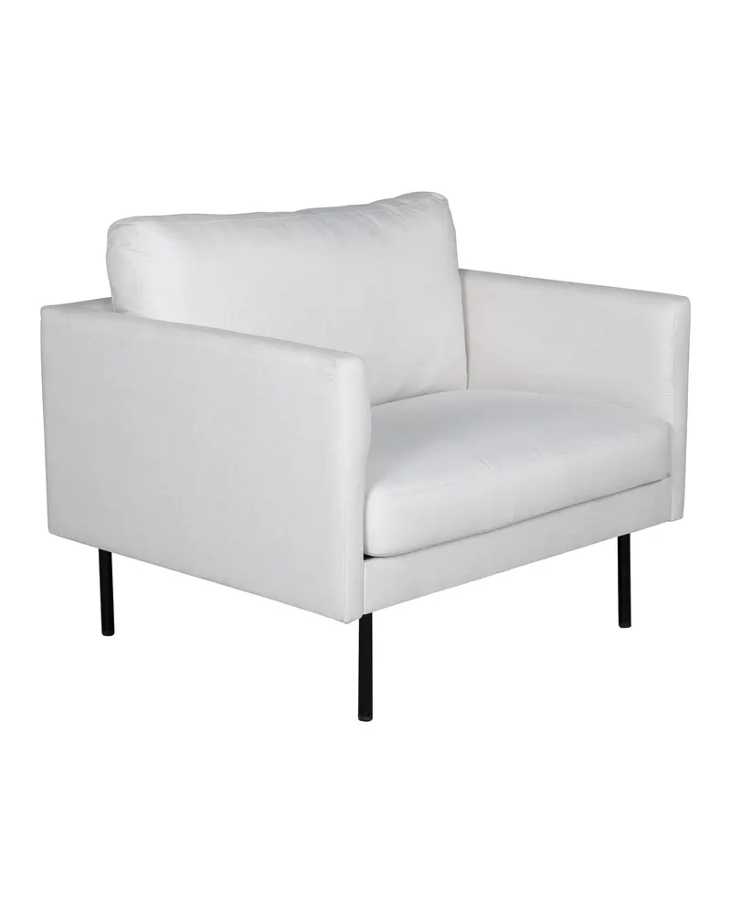 Zoom Sessel mit schwarzen Stahlbeinen in Hellbeige, Gestell Schwarz, Polyester, Ansicht 2