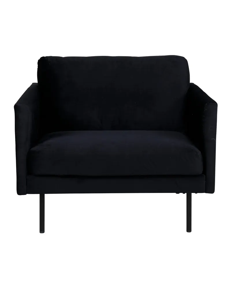 Zoom Sessel mit schwarzen Stahlbeinen in Schwarz, Polyester-Samt, Ansicht 1