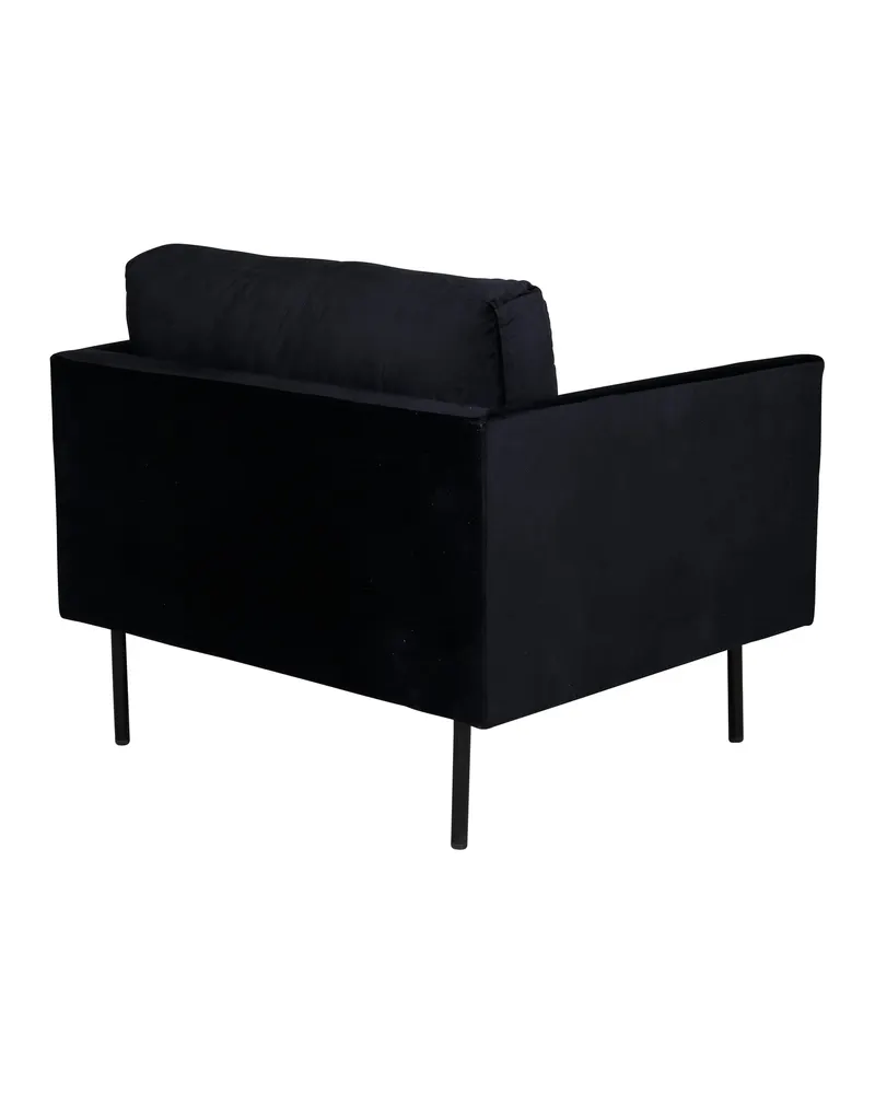 Zoom Sessel mit schwarzen Stahlbeinen in Schwarz, Polyester-Samt, Ansicht 4
