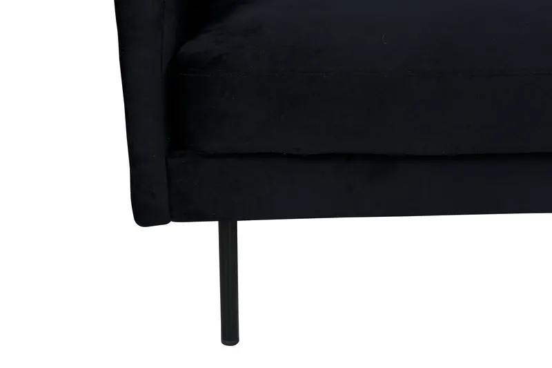 Zoom Sessel mit schwarzen Stahlbeinen in Schwarz, Polyester-Samt, Ansicht 6