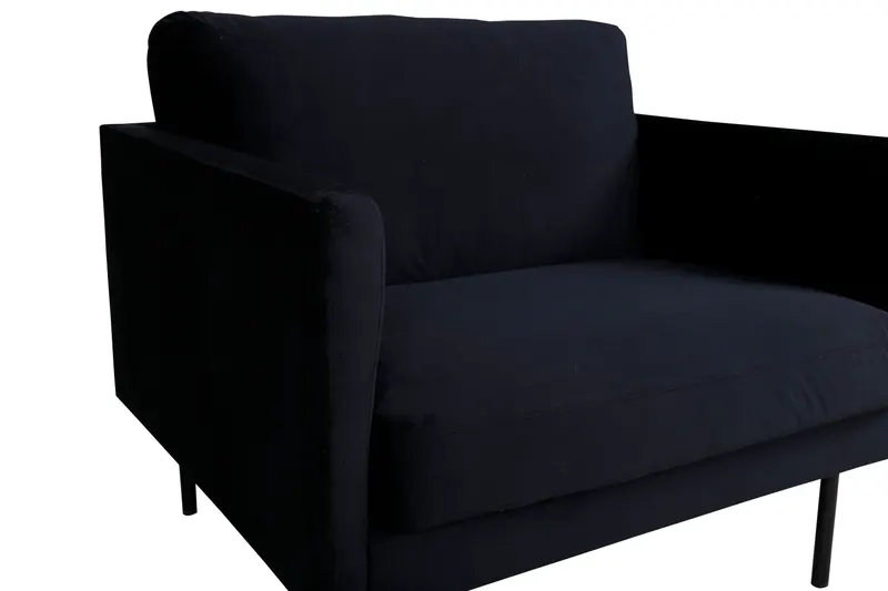Zoom Sessel mit schwarzen Stahlbeinen in Schwarz, Polyester-Samt, Ansicht 7