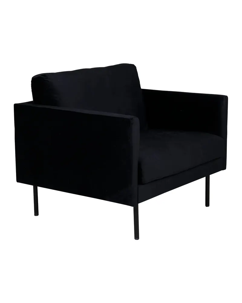 Zoom Sessel mit schwarzen Stahlbeinen in Schwarz, Polyester-Samt, Ansicht 2