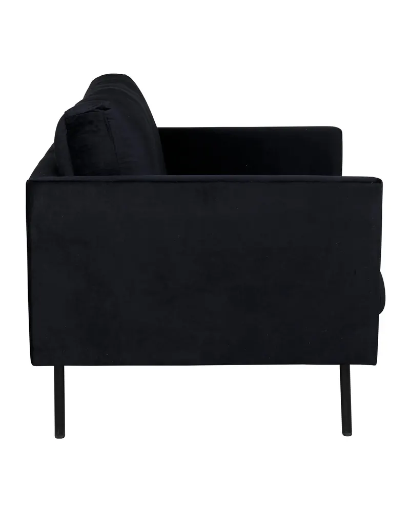 Zoom Sessel mit schwarzen Stahlbeinen in Schwarz, Polyester-Samt, Ansicht 3