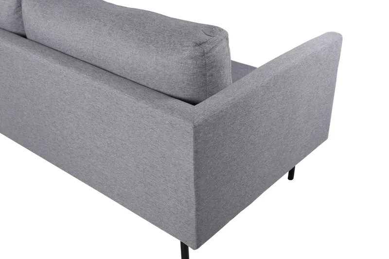 Zoom 3-Sitzer-Sofa auf schmalen Stahlbeinen in Grau, Gestell Schwarz, Polyester, Ansicht 5