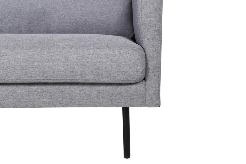 Zoom 3-Sitzer-Sofa auf schmalen Stahlbeinen in Grau, Gestell Schwarz, Polyester, Ansicht 7