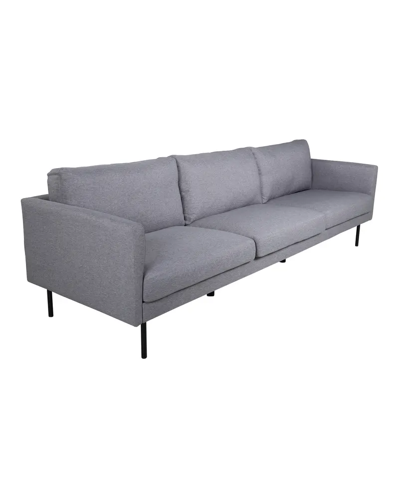 Zoom 3-Sitzer-Sofa auf schmalen Stahlbeinen in Grau, Gestell Schwarz, Polyester, Ansicht 2
