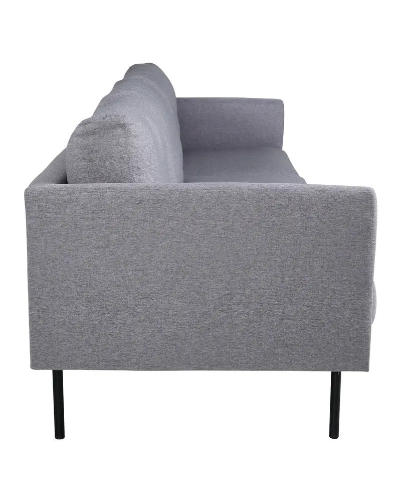 Zoom 3-Sitzer-Sofa auf schmalen Stahlbeinen in Grau, Gestell Schwarz, Polyester, Ansicht 3