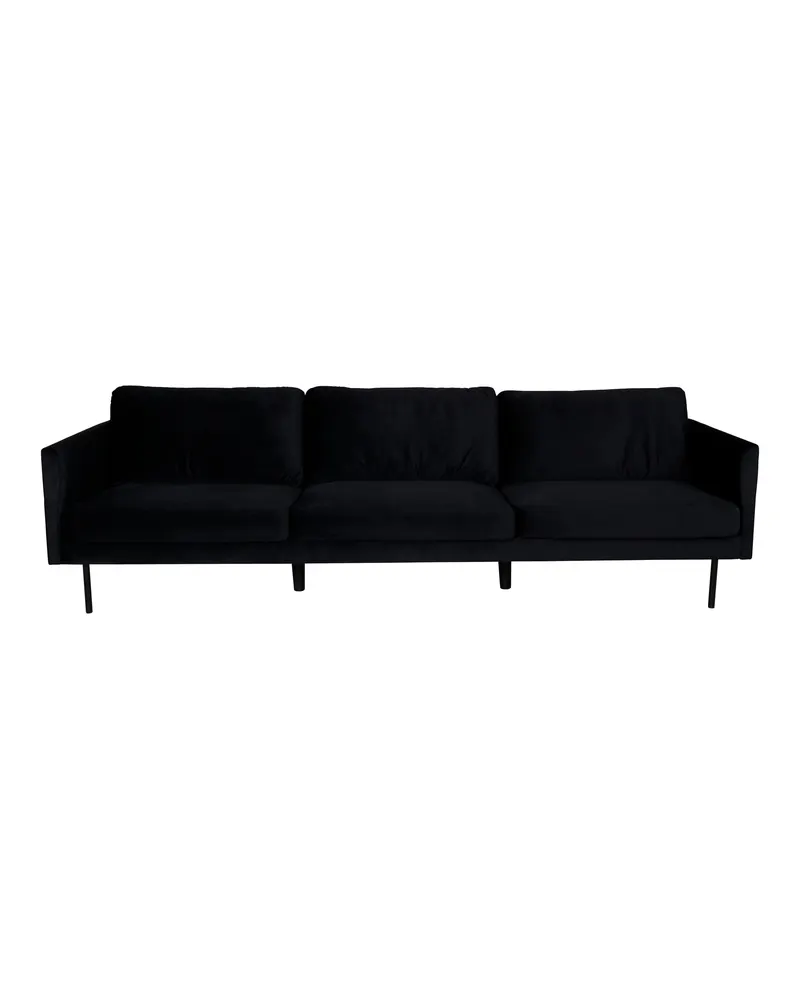 Zoom 3-Sitzer-Sofa auf schmalen Stahlbeinen in Schwarz, Polyester-Samt, Ansicht 1
