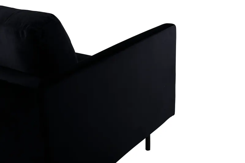 Zoom 3-Sitzer-Sofa auf schmalen Stahlbeinen in Schwarz, Polyester-Samt, Ansicht 6