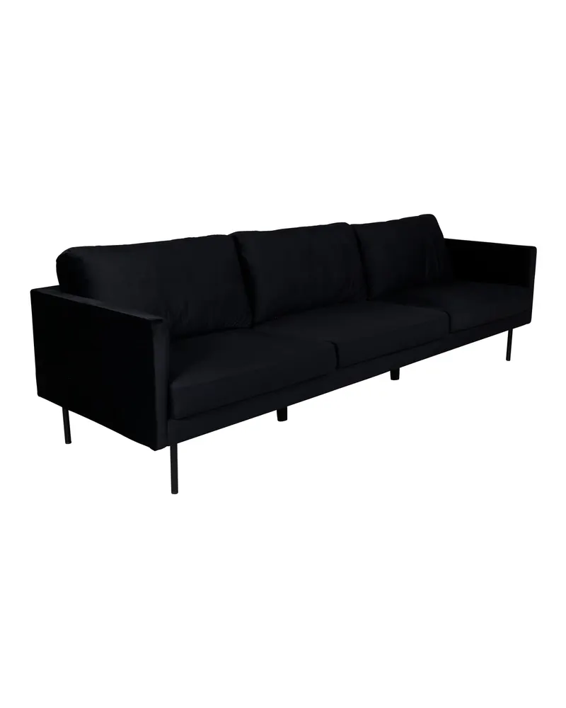 Zoom 3-Sitzer-Sofa auf schmalen Stahlbeinen in Schwarz, Polyester-Samt, Ansicht 2