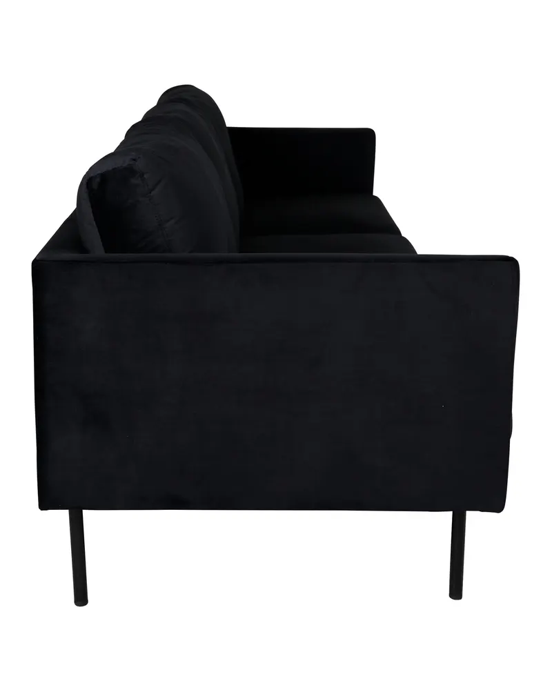 Zoom 3-Sitzer-Sofa auf schmalen Stahlbeinen in Schwarz, Polyester-Samt, Ansicht 3