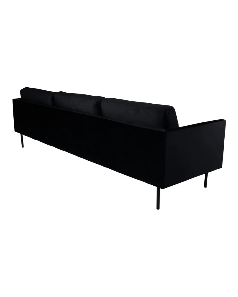 Zoom 3-Sitzer-Sofa auf schmalen Stahlbeinen in Schwarz, Polyester-Samt, Ansicht 4