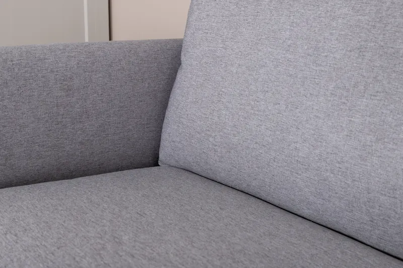 Zoom 2-Sitzer-Sofa mit Stahlbeinen in Grau, Gestell Schwarz, im Wohnraum, Ansicht 9