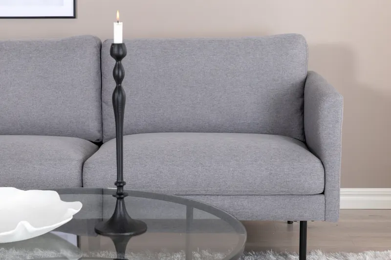 Zoom 2-Sitzer-Sofa mit Stahlbeinen in Grau, Gestell Schwarz, im Wohnraum, Ansicht 5